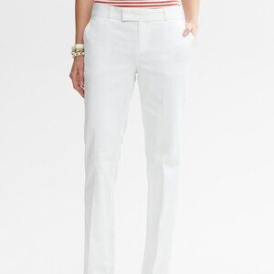 NWT Banana Republic White Cotton Sateen Dress Pants Flat-Front Martin Fit sz 12P